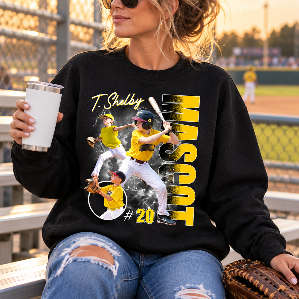 Personalized Baseball Mom Sweatshirt, Custom Large Back Graphic Cheer, Gift For Baseball Mom Family Baseball Lovers MI209 Hv01