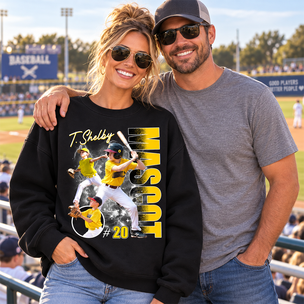 Personalized Baseball Mom Sweatshirt, Custom Large Back Graphic Cheer, Gift For Baseball Mom Family Baseball Lovers MI209 Hv01