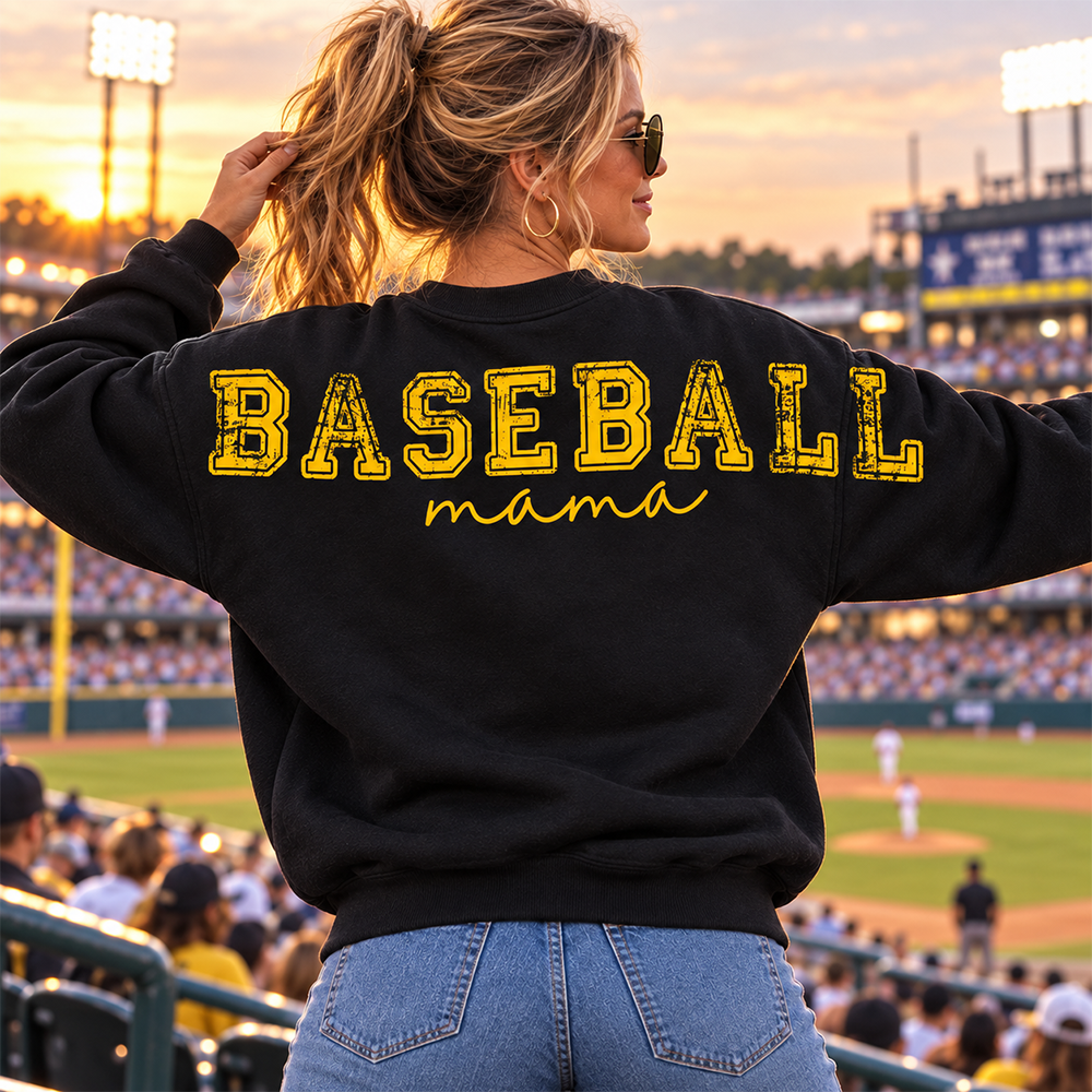 Personalized Baseball Mom Sweatshirt, Custom Large Back Graphic Cheer, Gift For Baseball Mom Family Baseball Lovers MI209 Hv01