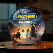 The Best Father In The Galxy - Personalized Full Print Ceramic Plate With Stand For Dad NA04 Tu20