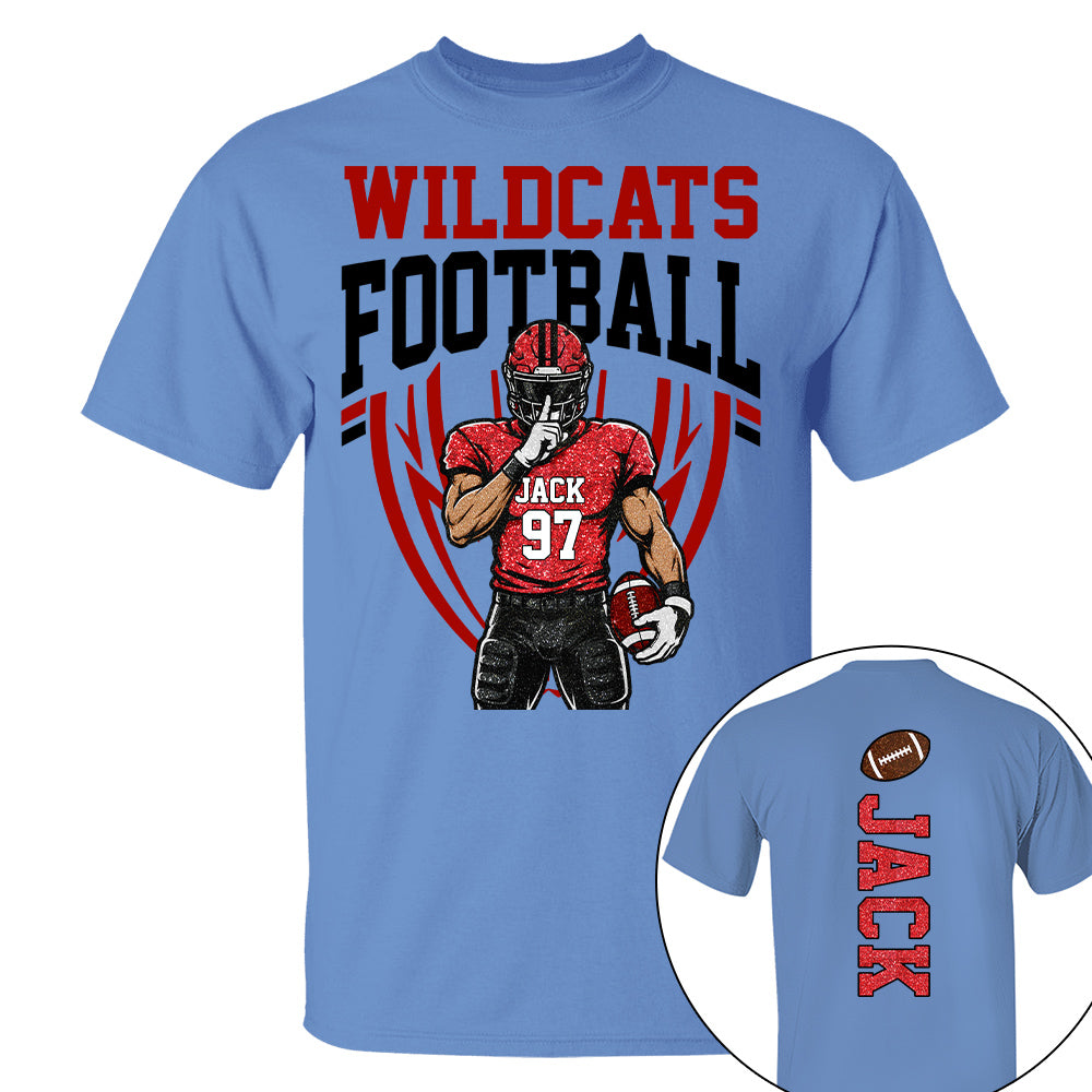 Custom Football Team Name & Number Shirt Football Mom Shirt Football Team Shirt Game Day Shirt Gift for Mom High School Football Cheer Shirt Vr2