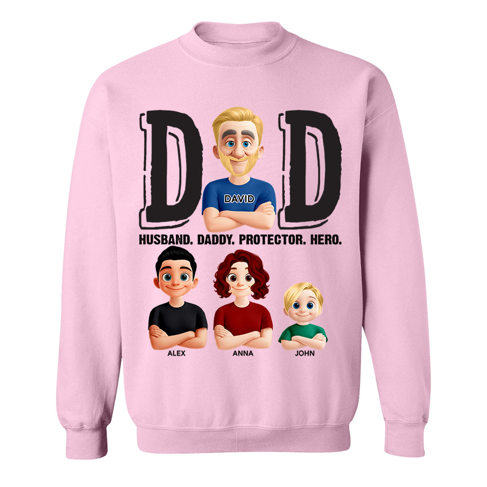 Dad Husband Daddy Protector Hero, Personalized Shirt, Father's Day Gift For Dad T1807 Nh00