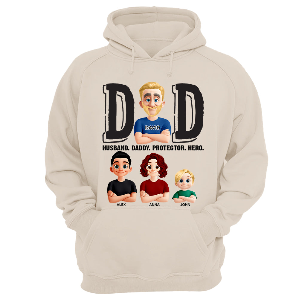 Dad Husband Daddy Protector Hero, Personalized Shirt, Father's Day Gift For Dad T1807 Nh00