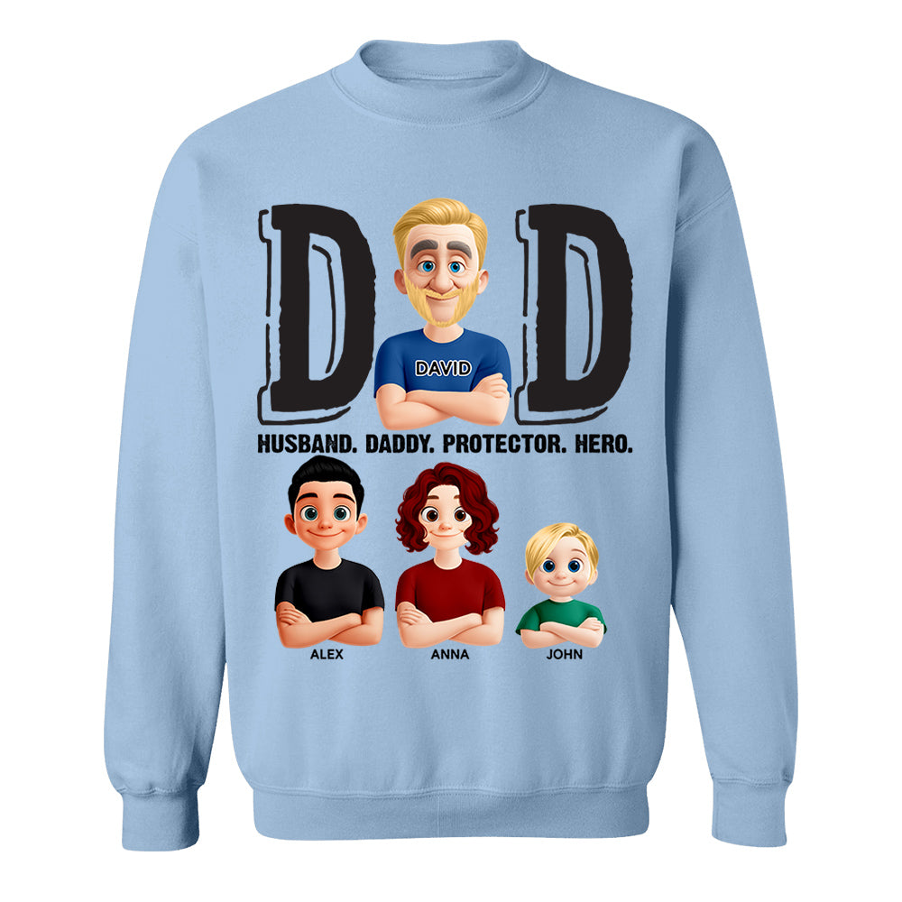 Dad Husband Daddy Protector Hero, Personalized Shirt, Father's Day Gift For Dad T1807 Nh00