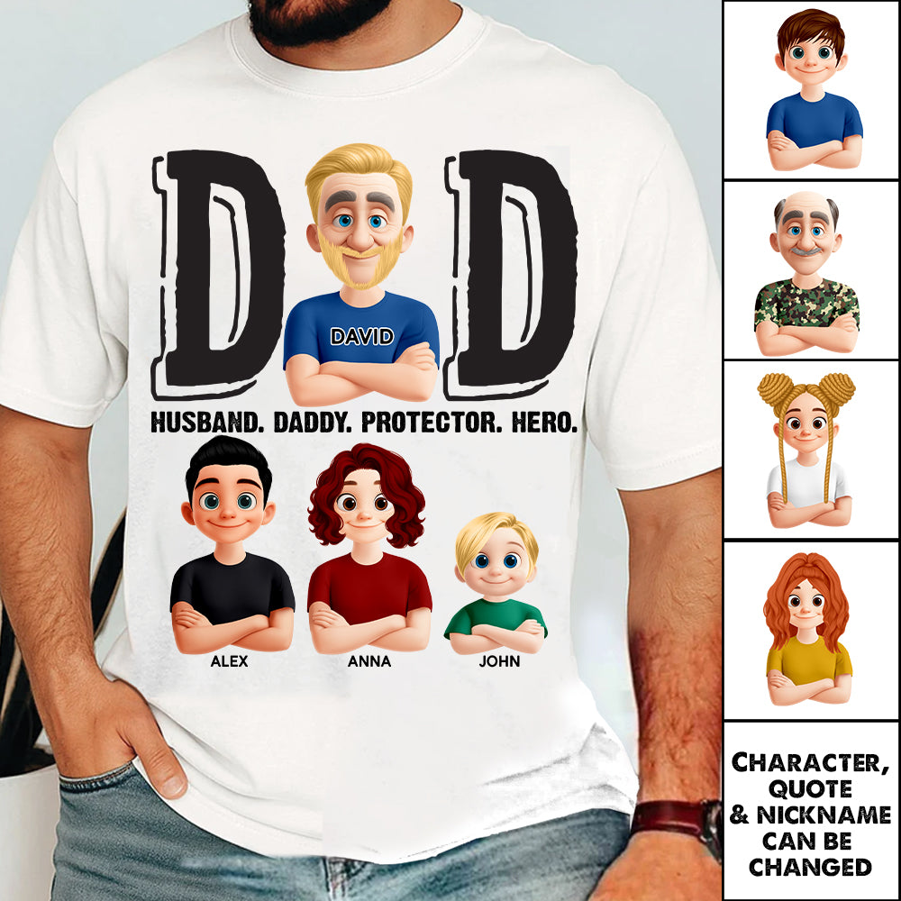 Dad Husband Daddy Protector Hero, Personalized Shirt, Father's Day Gift For Dad T1807 Nh00