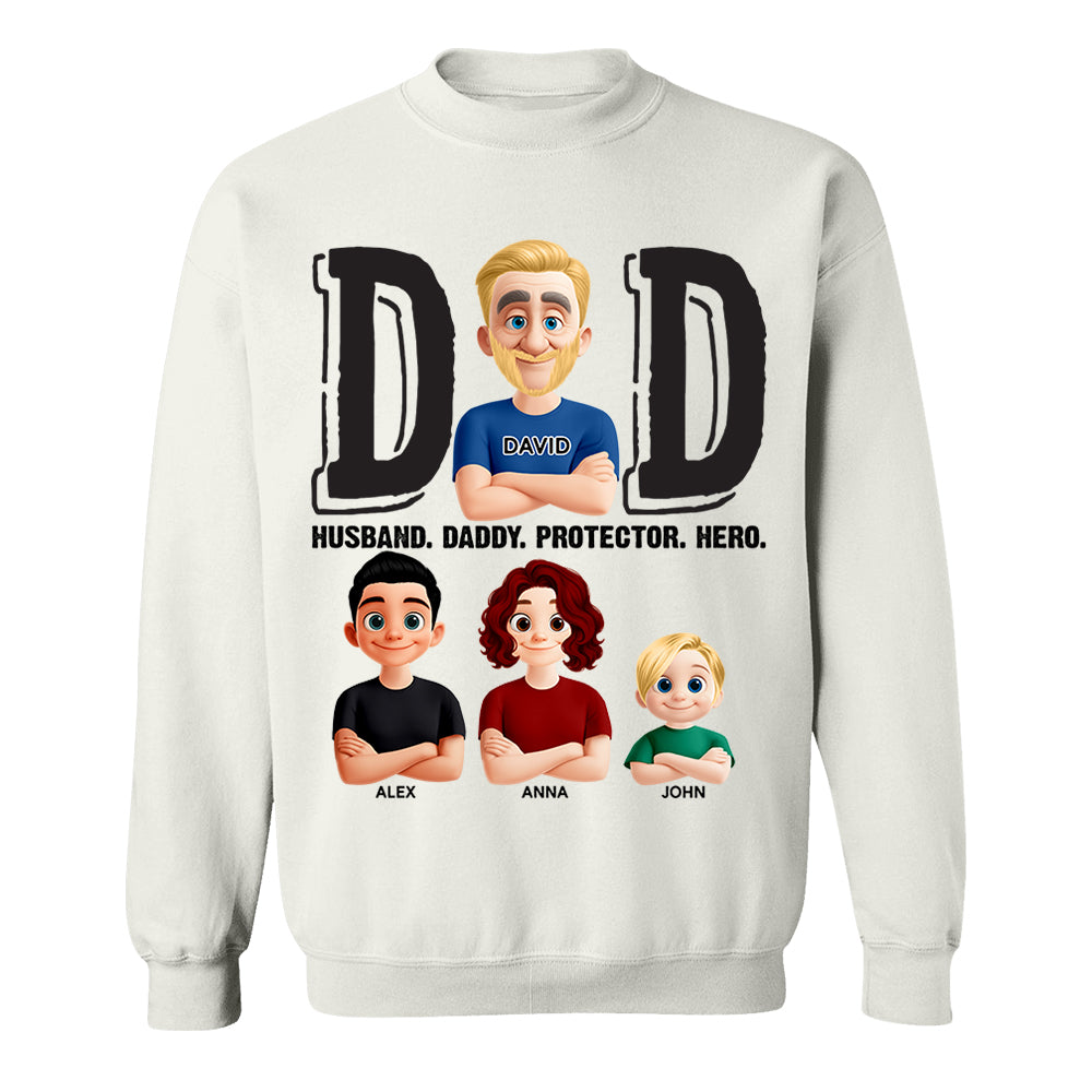 Dad Husband Daddy Protector Hero, Personalized Shirt, Father's Day Gift For Dad T1807 Nh00