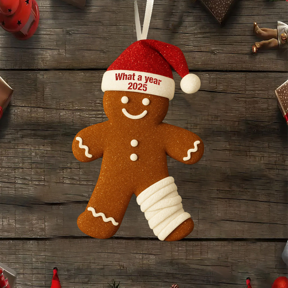 Funny Injury Christmas 2D FLAT Ornament, 2025 Gingerbread Ornament, Broken Injury Holiday Decor, Unique Xmas Tree Keepsake, Humor Gift T18