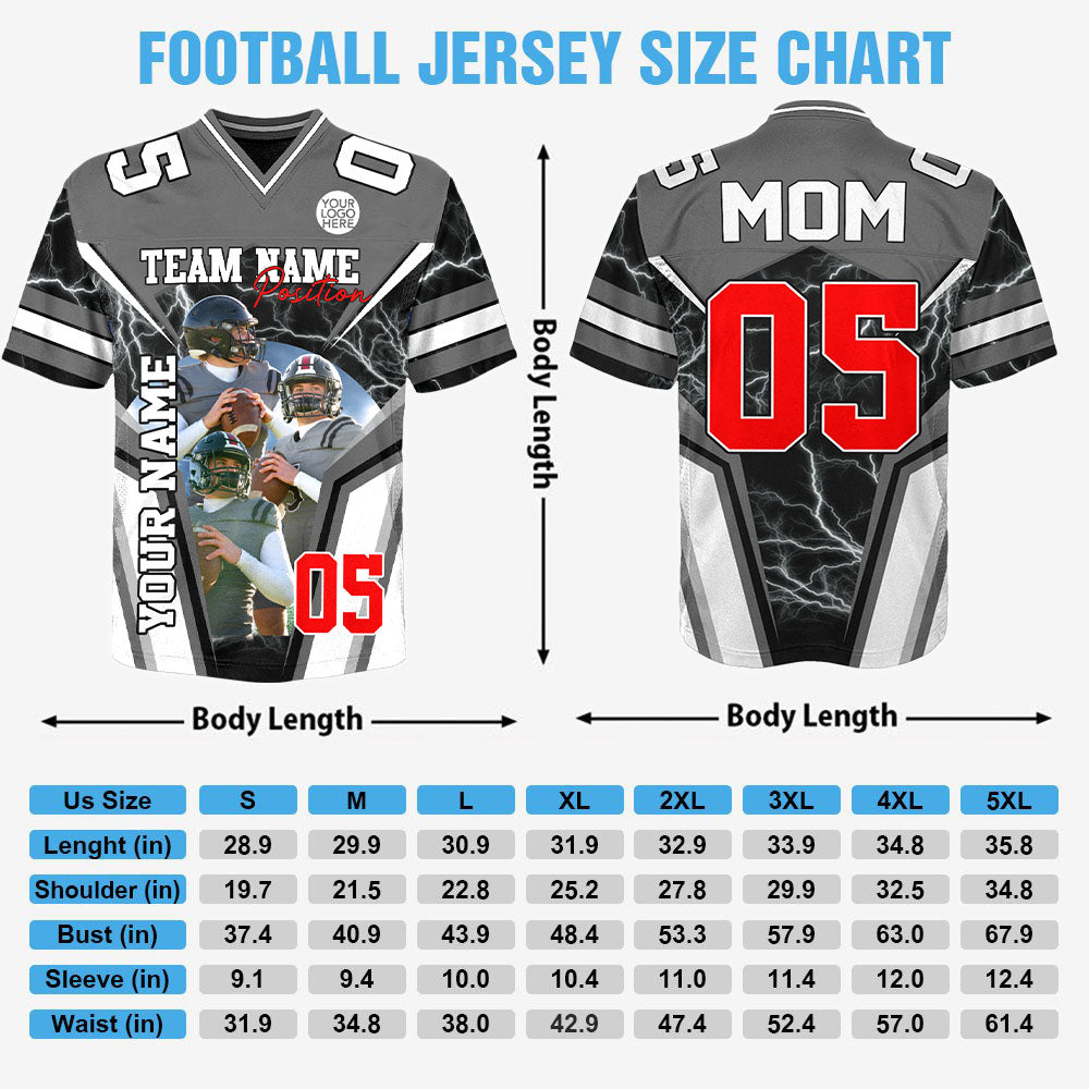 Customized American Football Photos Collage Football Jersey -Personalized Football Jersey With Name & Number Vr2 Pt99