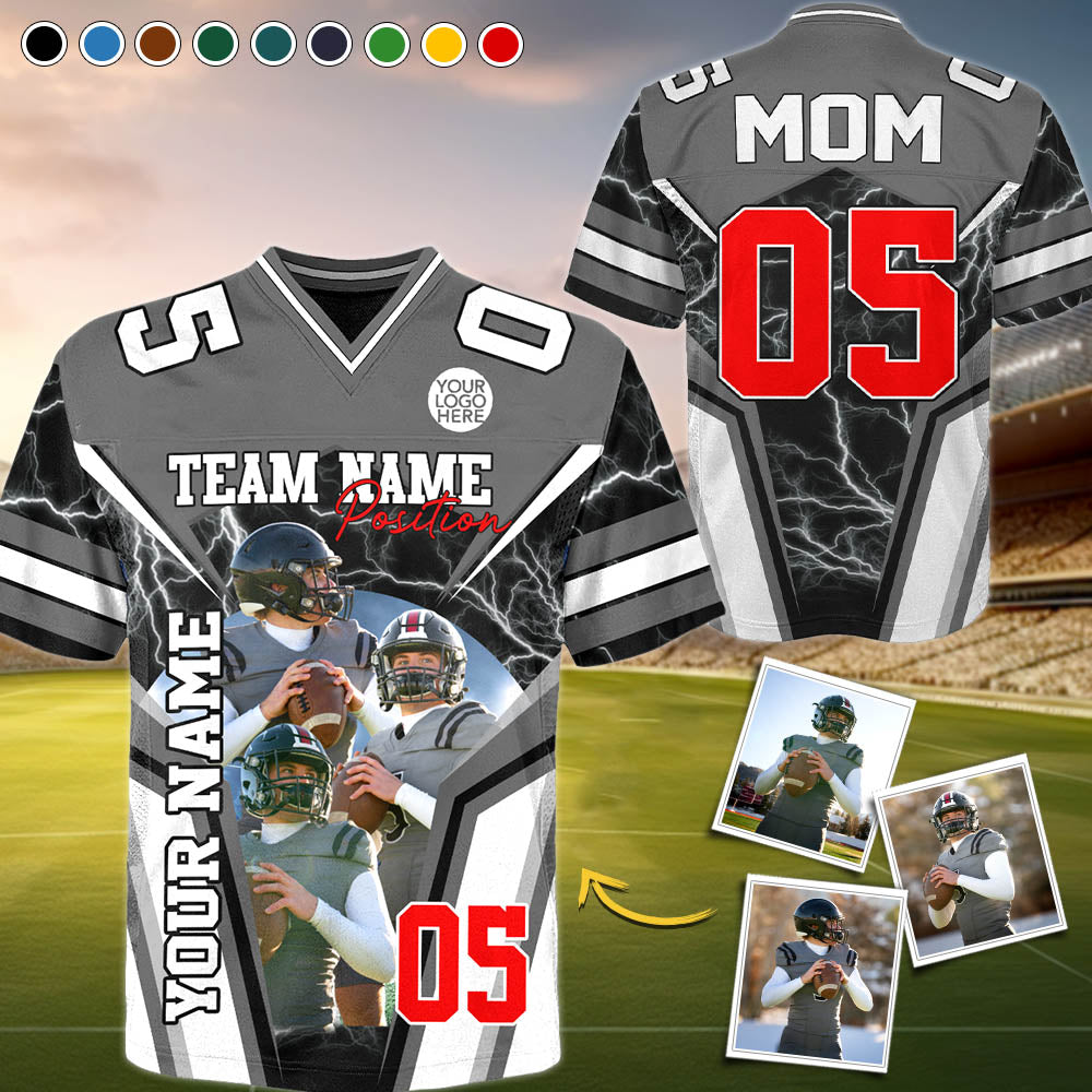 Customized American Football Photos Collage Football Jersey -Personalized Football Jersey With Name & Number Vr2 Pt99