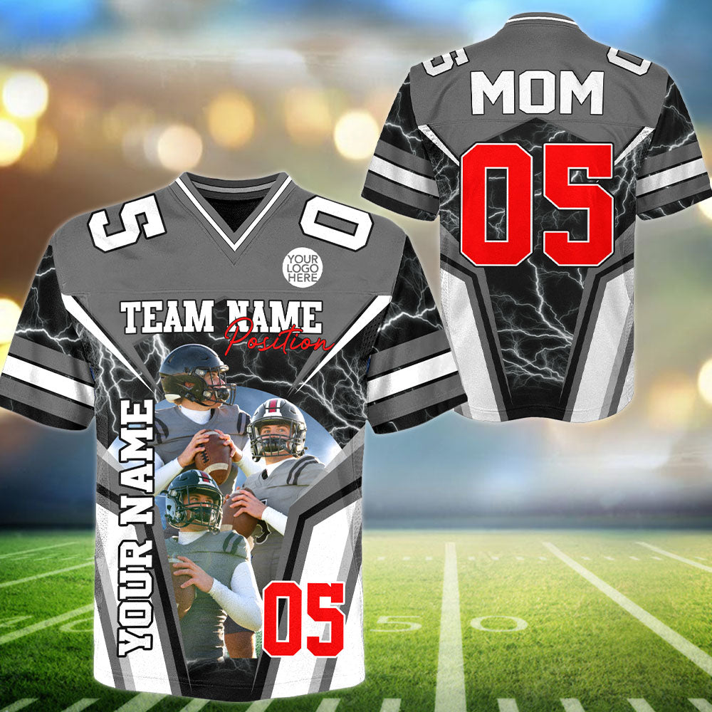 Customized American Football Photos Collage Football Jersey -Personalized Football Jersey With Name & Number Vr2 Pt99