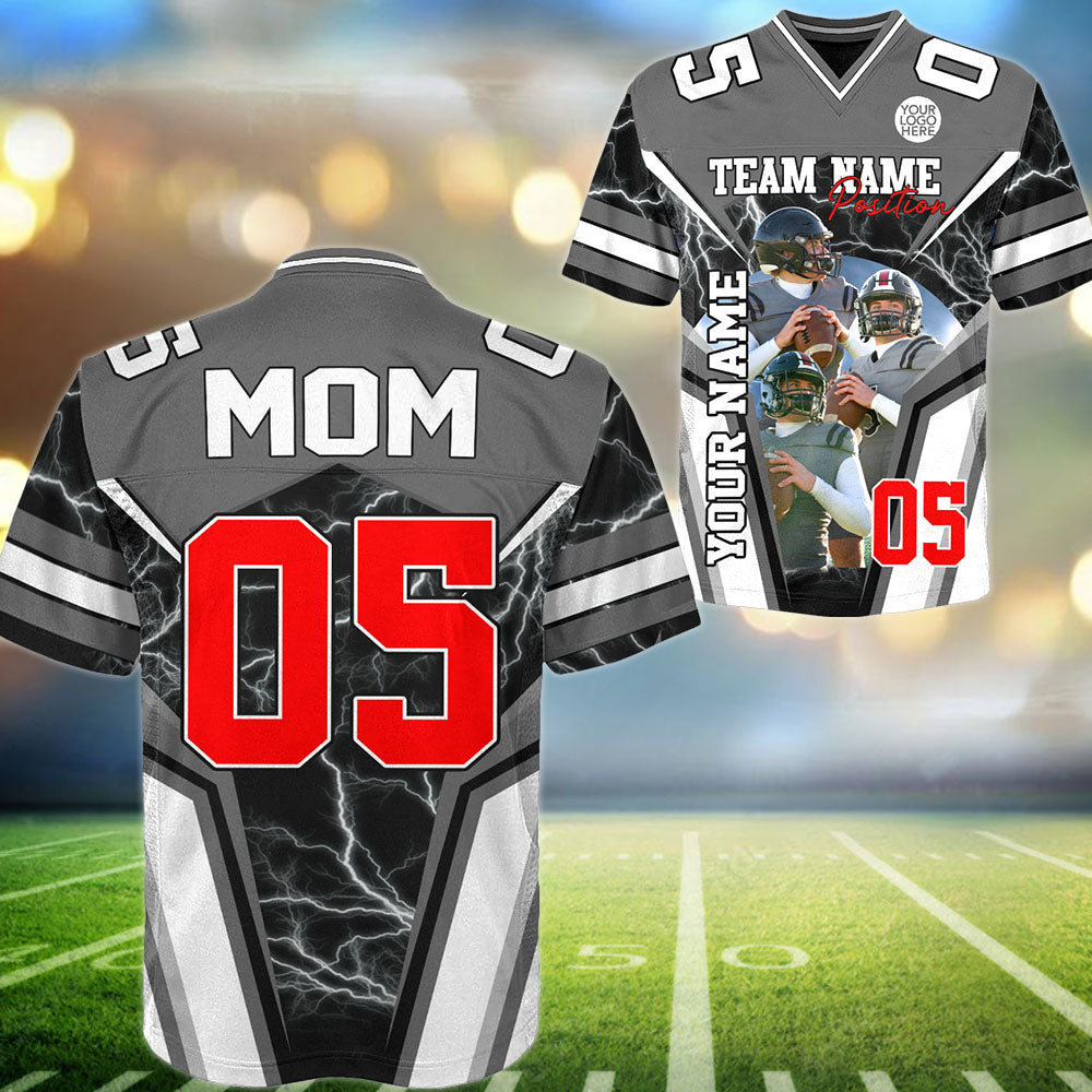 Customized American Football Photos Collage Football Jersey -Personalized Football Jersey With Name & Number Vr2 Pt99