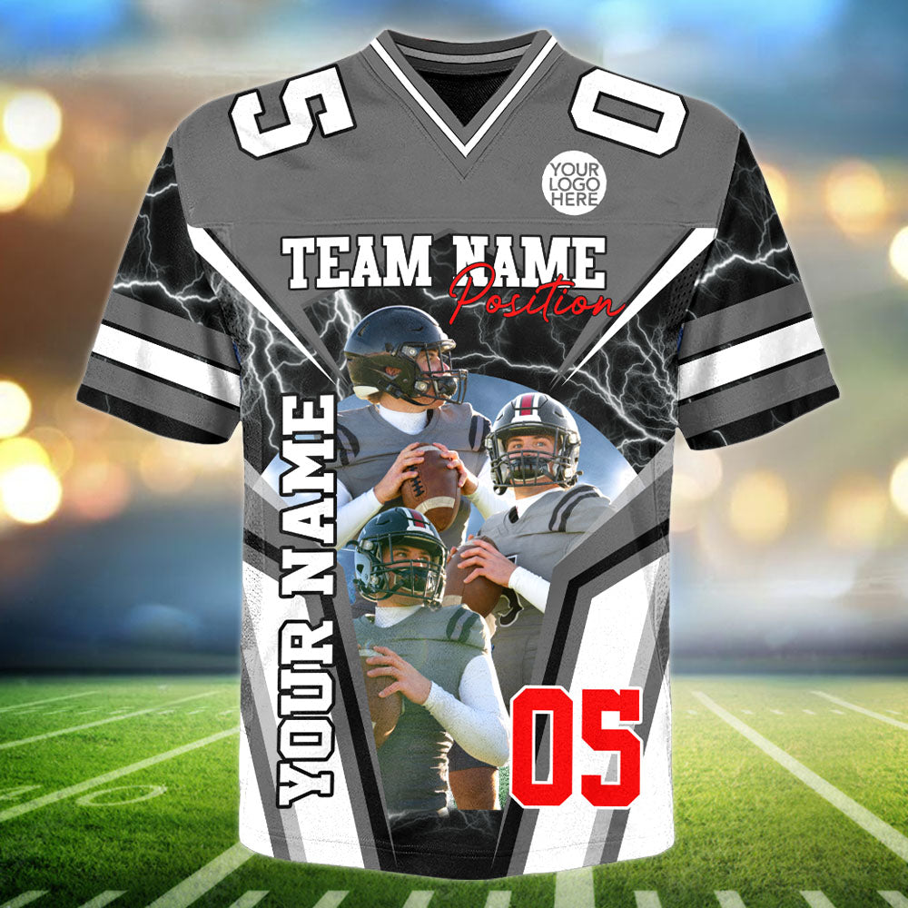 Customized American Football Photos Collage Football Jersey -Personalized Football Jersey With Name & Number Vr2 Pt99
