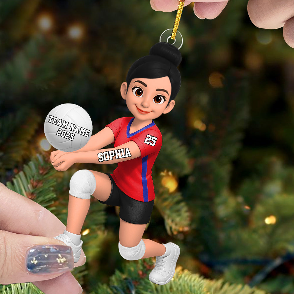 3D Effect Christmas Volleyball Player - Personalized Acrylic Ornament - Gift For Volleyball Lovers Na02 Do99