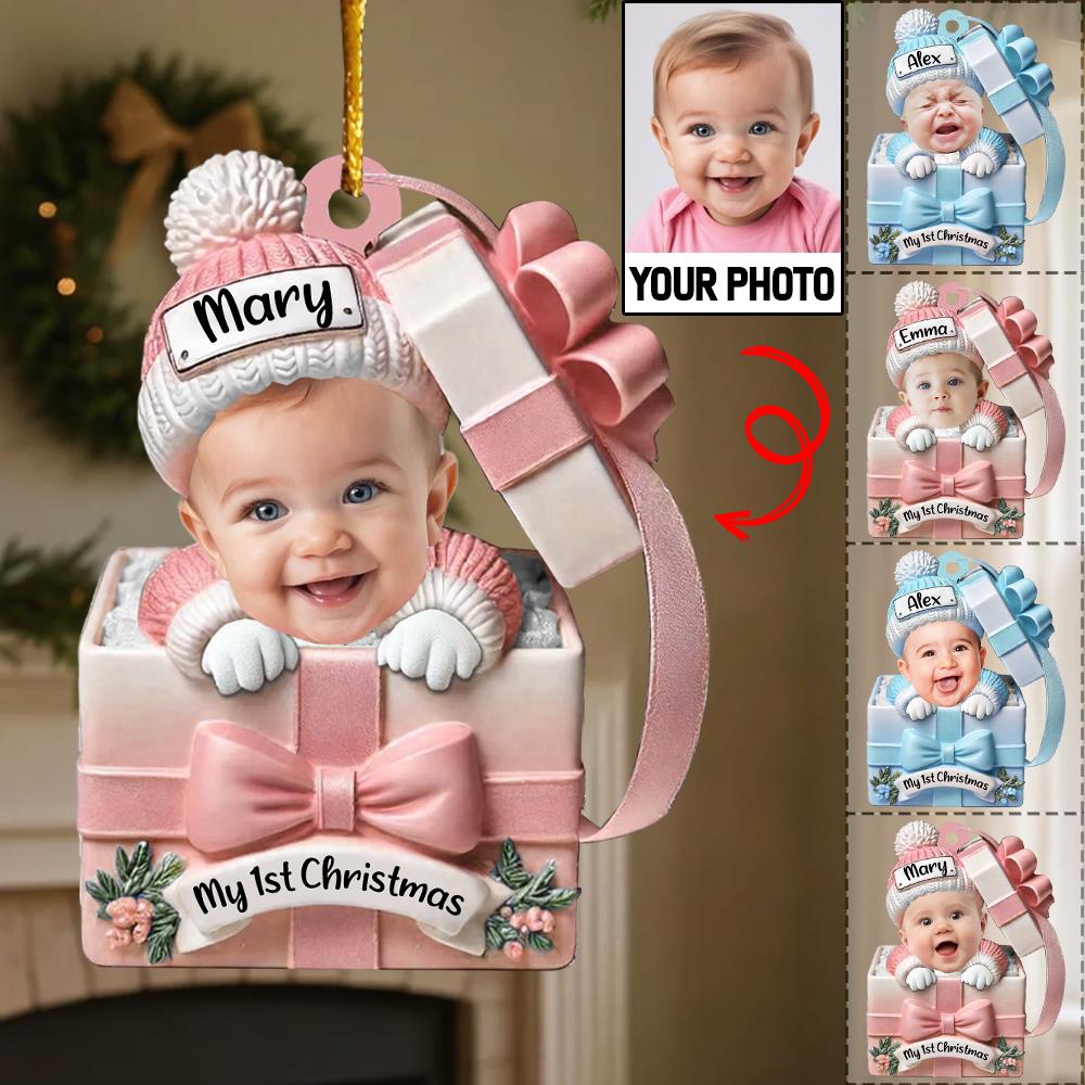 Baby Inside Gift Box - Personalized Custom Acrylic Ornament Nh00