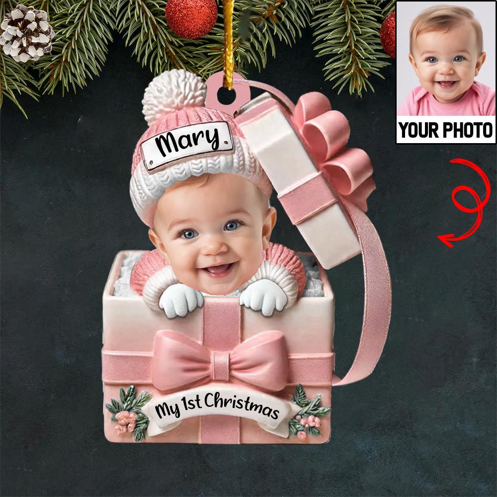 Baby Inside Gift Box - Personalized Custom Acrylic Ornament Nh00