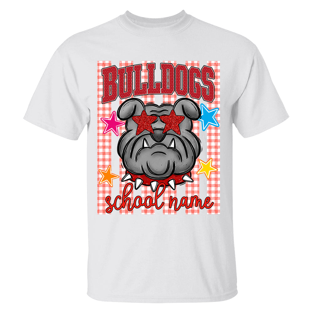 Personalized School School Spirit Mascot Striped Pattern T-Shirt For Teacher, Preppy Back To School, Gifts For Teacher Student MI209 TH23