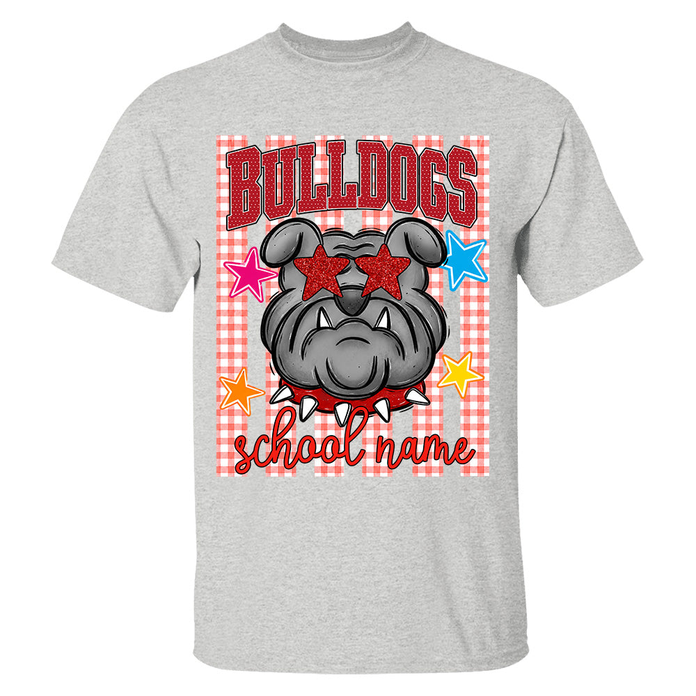 Personalized School School Spirit Mascot Striped Pattern T-Shirt For Teacher, Preppy Back To School, Gifts For Teacher Student MI209 TH23