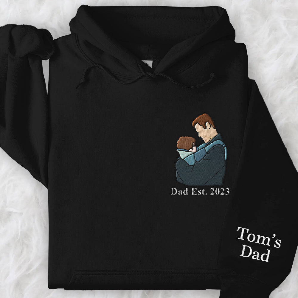 Custom Embroidered Portrait Photo Shirt Father and Son