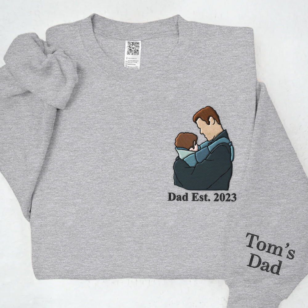 Custom Embroidered Portrait Photo Shirt Father and Son