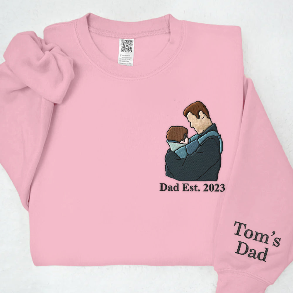 Custom Embroidered Portrait Photo Shirt Father and Son