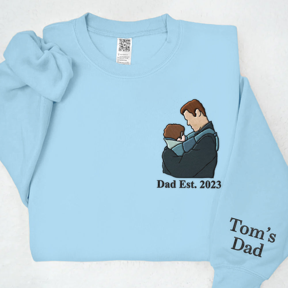 Custom Embroidered Portrait Photo Shirt Father and Son