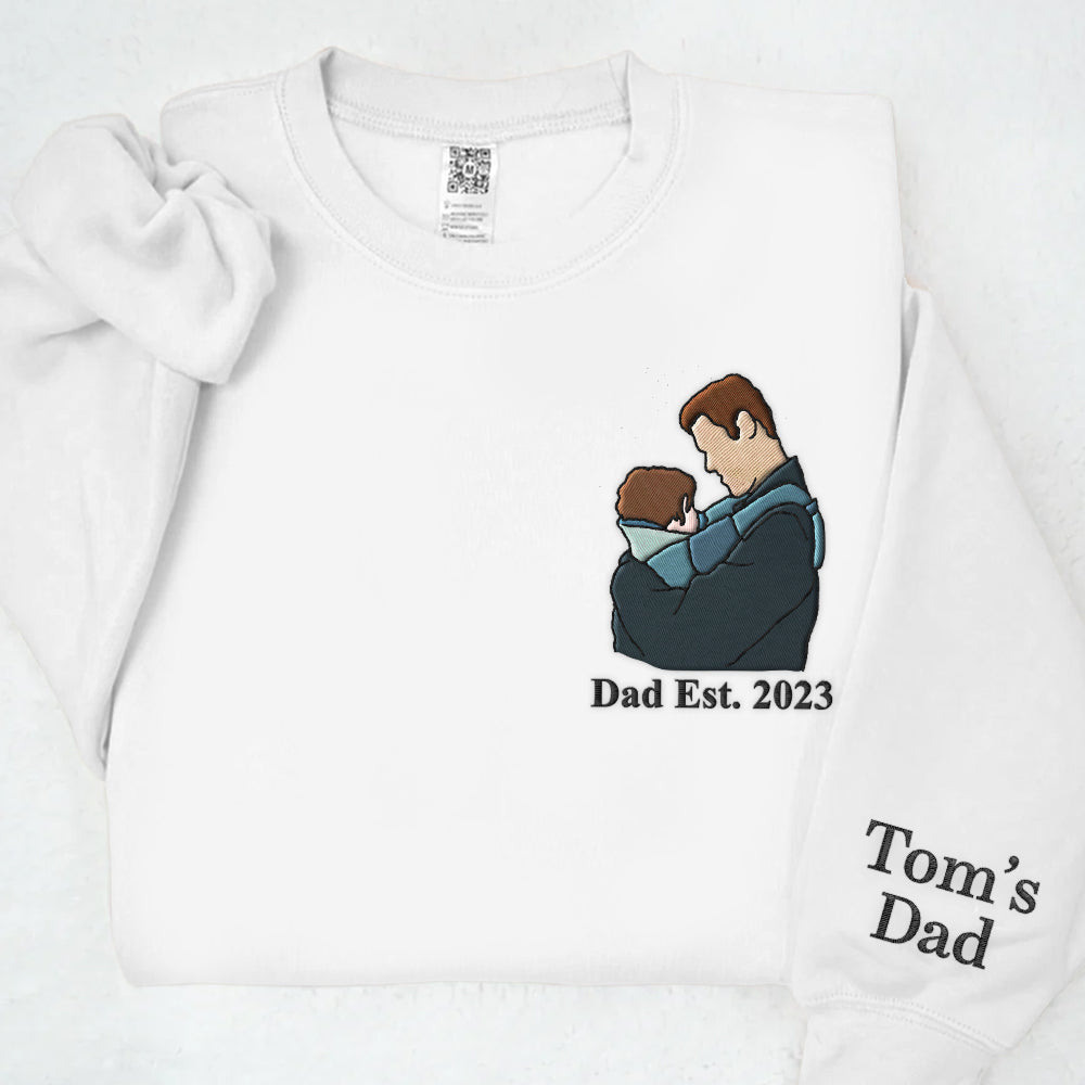 Custom Embroidered Portrait Photo Shirt Father and Son