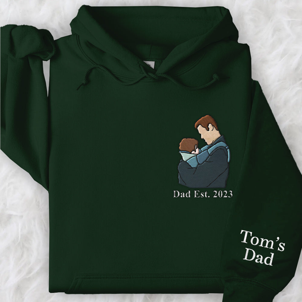 Custom Embroidered Portrait Photo Shirt Father and Son