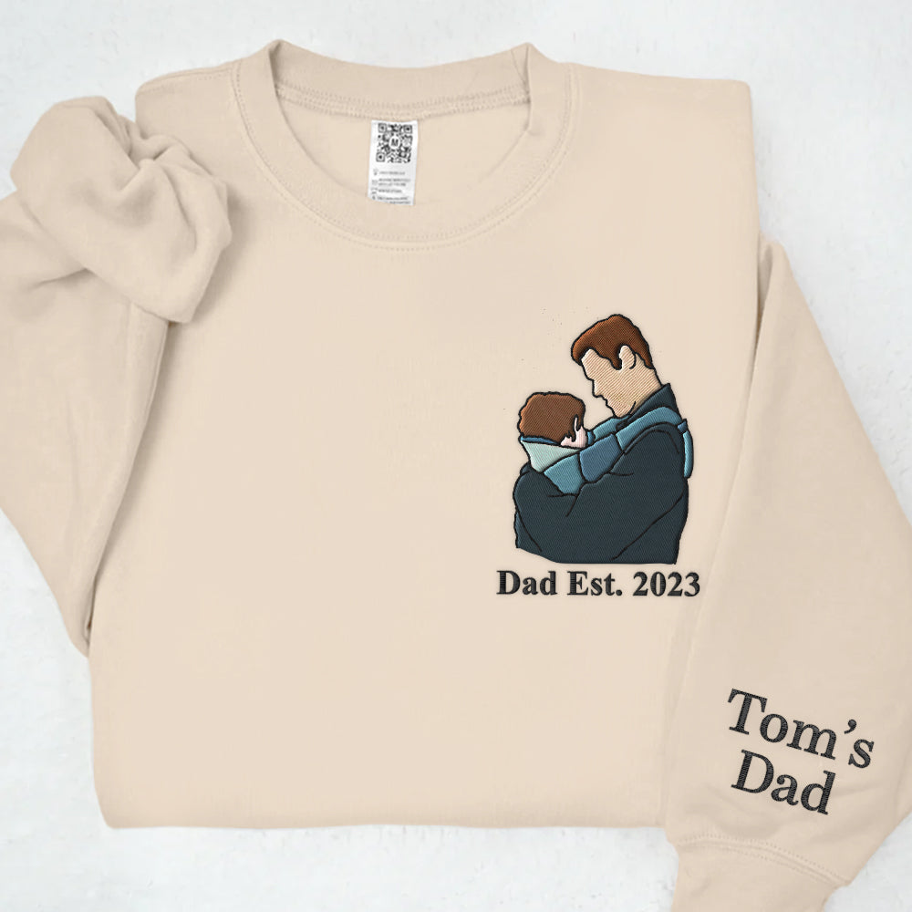 Custom Embroidered Portrait Photo Shirt Father and Son