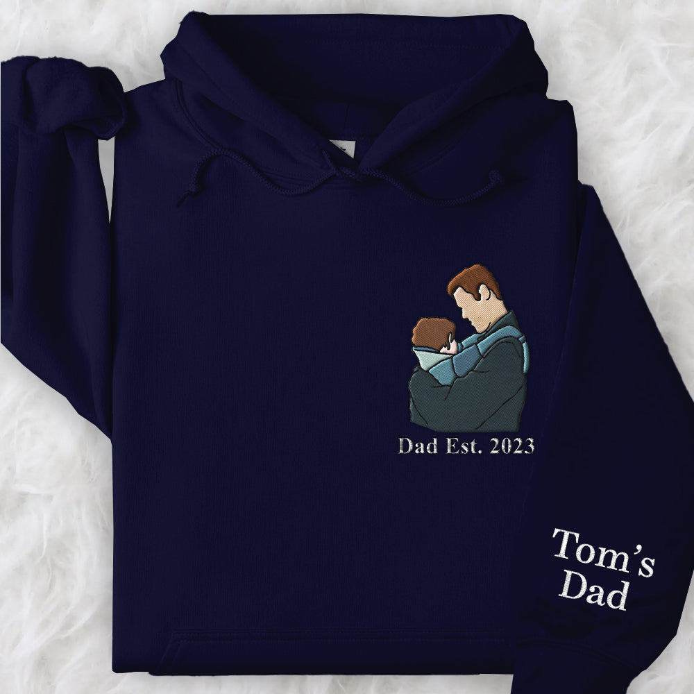 Custom Embroidered Portrait Photo Shirt Father and Son