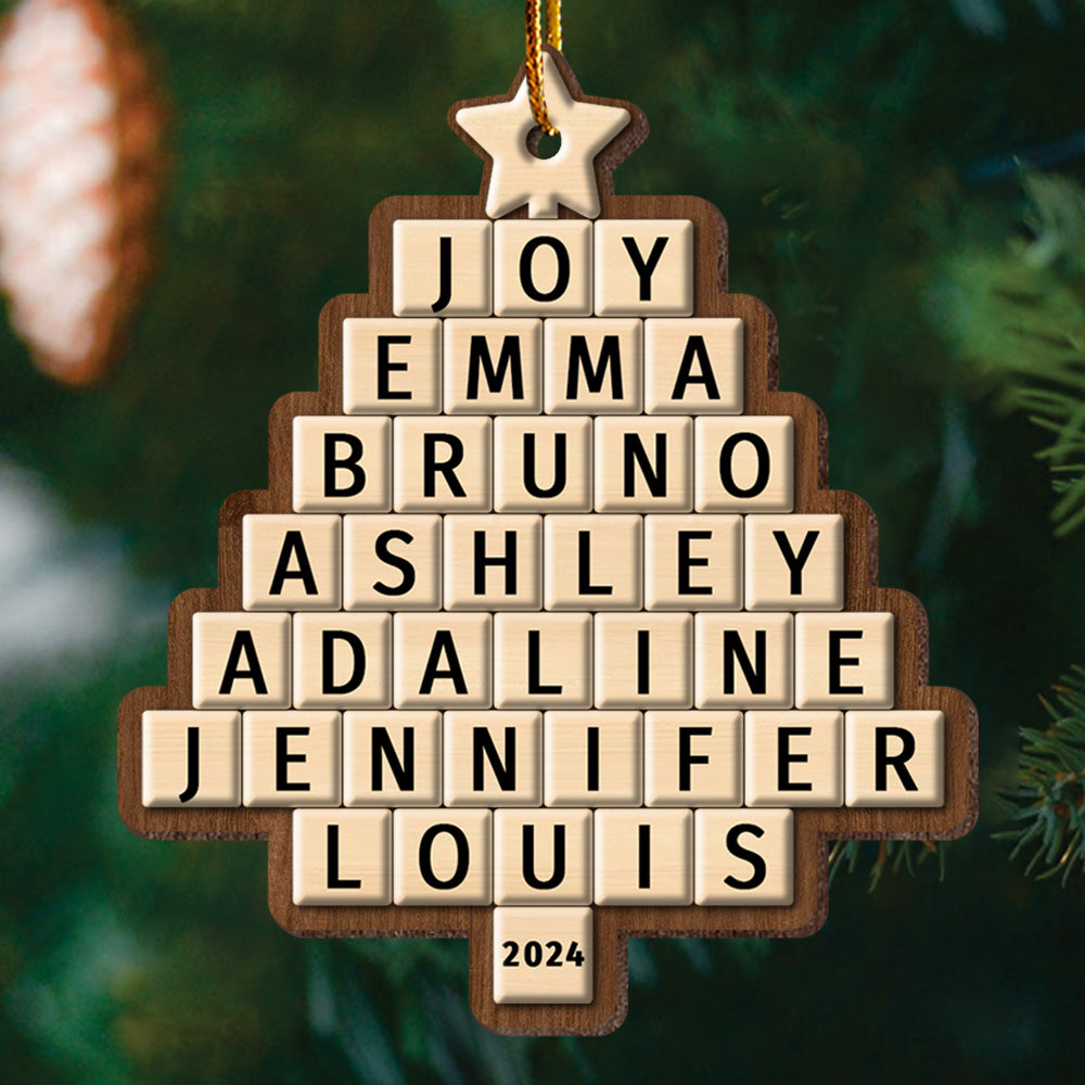 Custom Crossword Puzzle Family Christmas Tree Ornament
