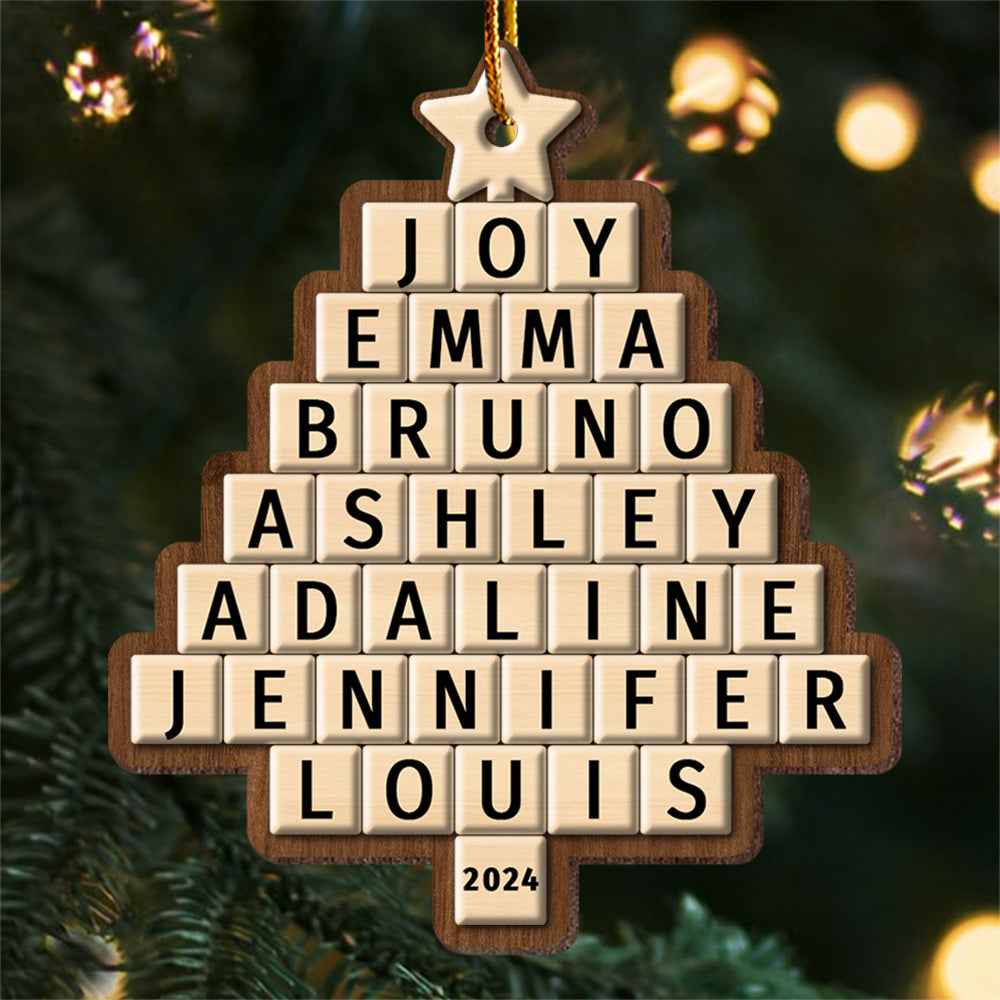 Custom Crossword Puzzle Family Christmas Tree Ornament