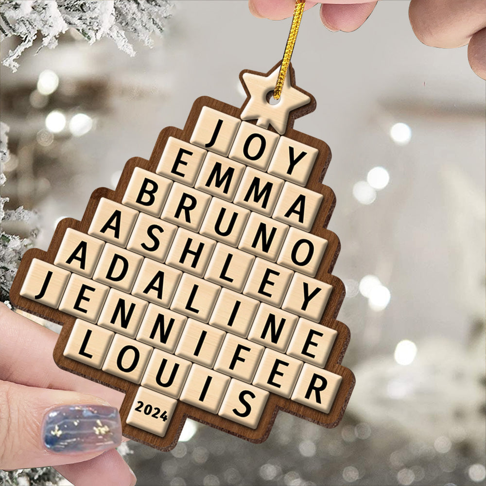 Custom Crossword Puzzle Family Christmas Tree Ornament