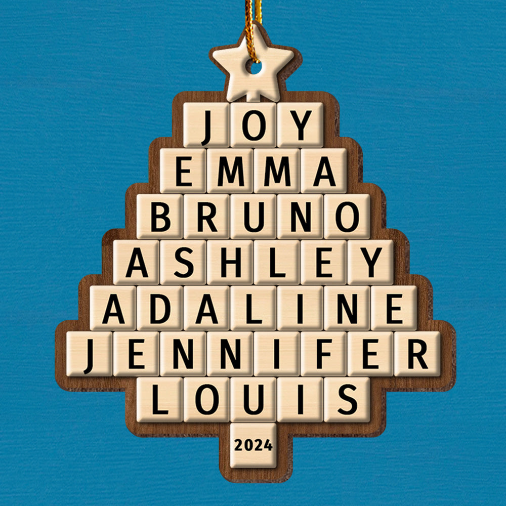 Custom Crossword Puzzle Family Christmas Tree Ornament