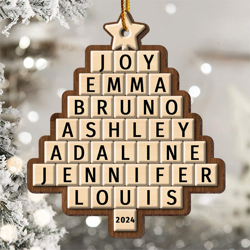 Custom Crossword Puzzle Family Christmas Tree Ornament