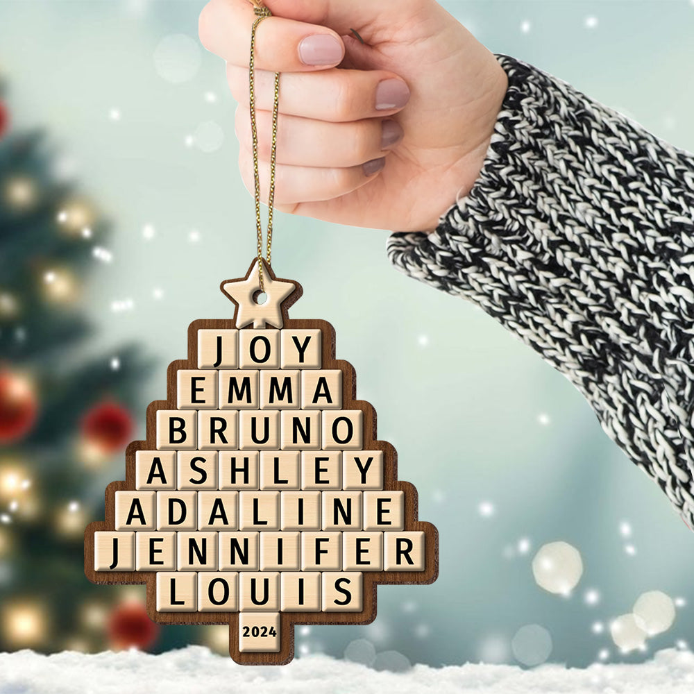 Custom Crossword Puzzle Family Christmas Tree Ornament