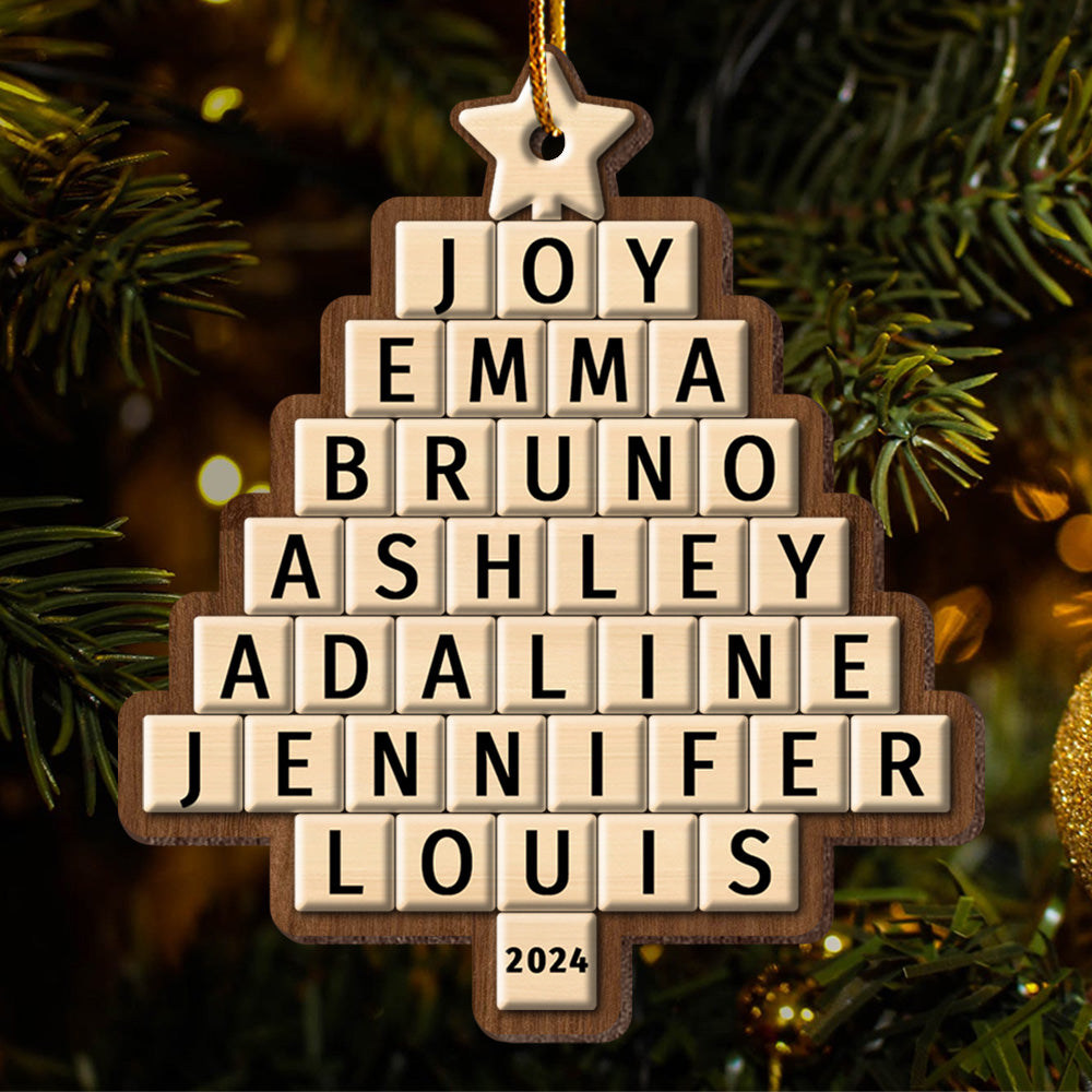 Custom Crossword Puzzle Family Christmas Tree Ornament