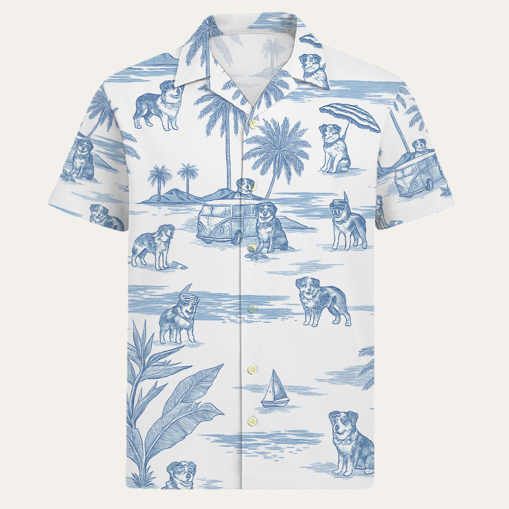 Australian Shepherd Toile De Jouy Style Hawaiian Shirt Pt99