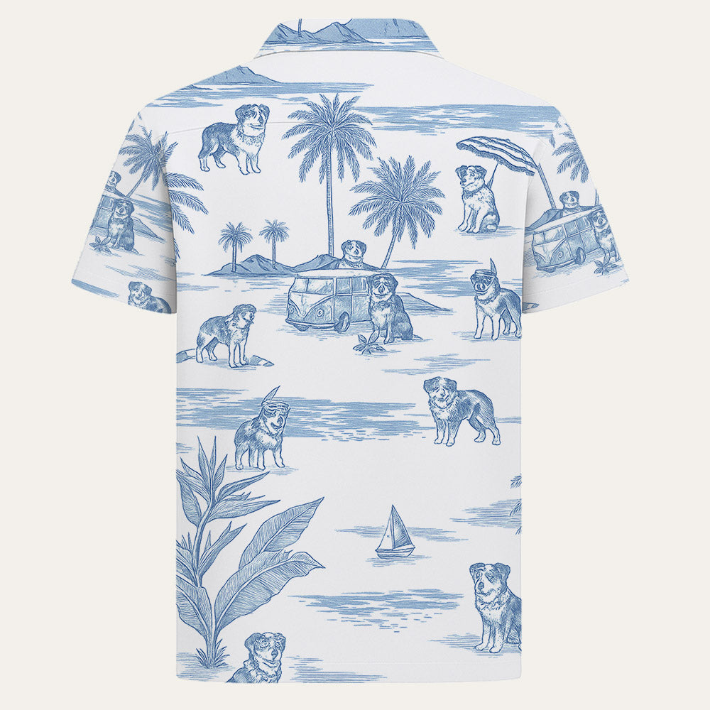 Australian Shepherd Toile De Jouy Style Hawaiian Shirt Pt99