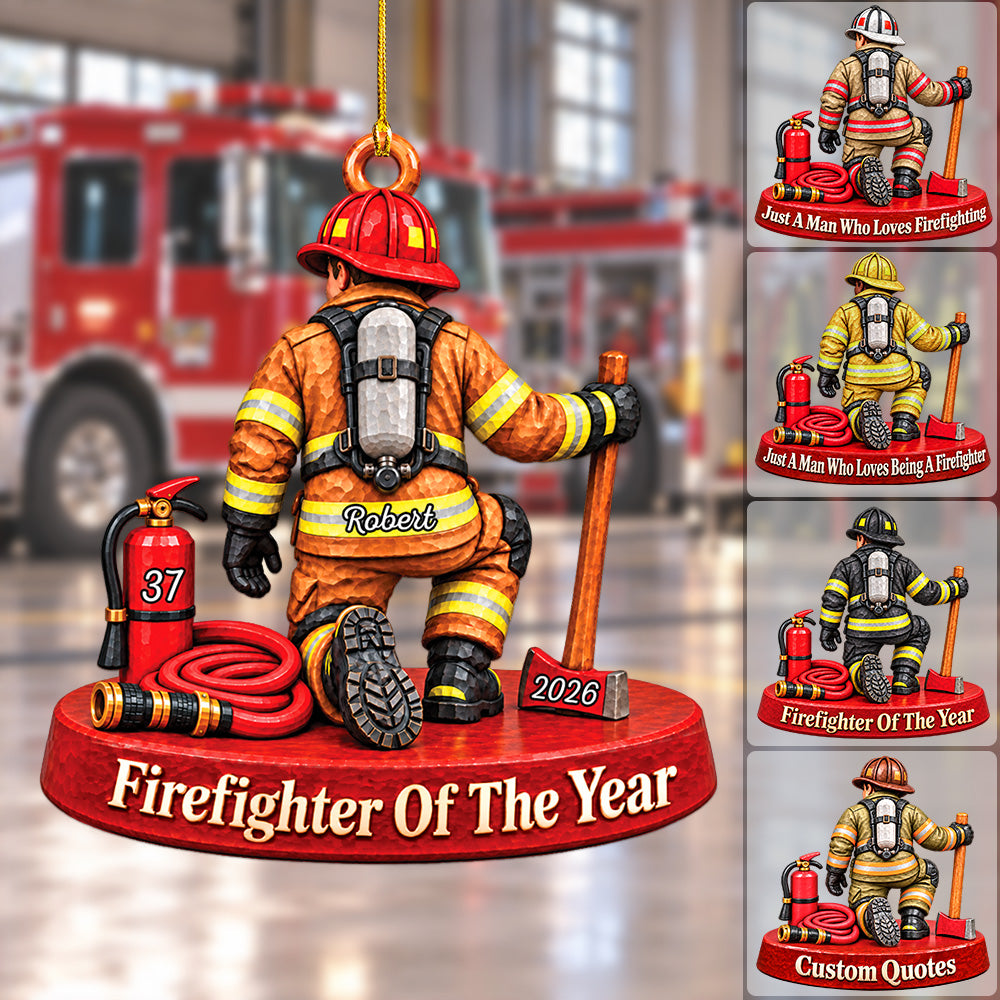 Personalized Firefighter Ornament Firefighter Of The Year Custom Name & Number Christmas Ornament Gift for Firefighter Lovers H2511 Trna