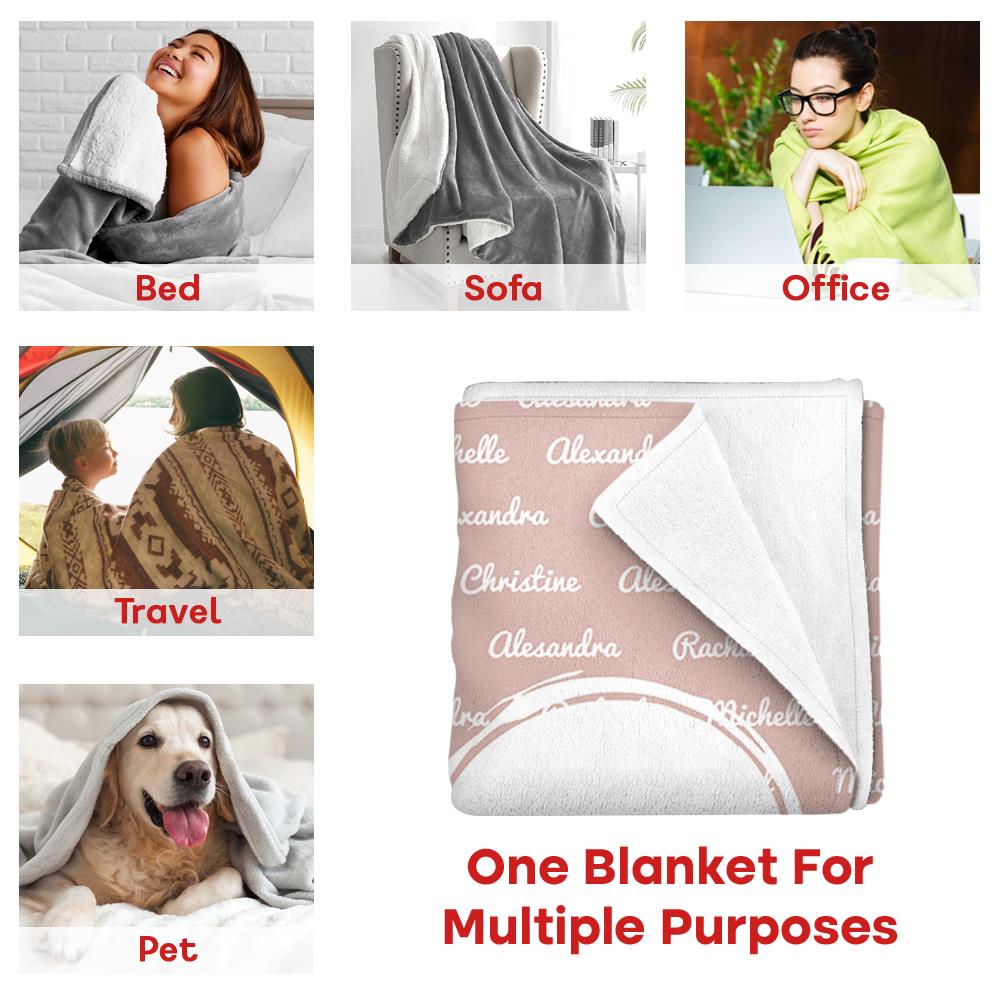 Name in Heart Blanket | Personalized Gift with Names & Color of Your Choice | Personalized Name Blanket, Mothers Day Gifts, Christmas Gift