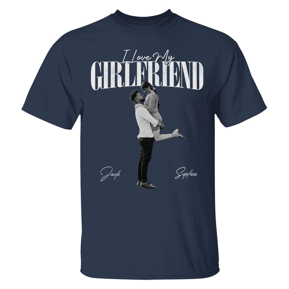 Custom 'I Love My Girlfriend' Valentine Shirt, Personalized Gift For Couple Pt99