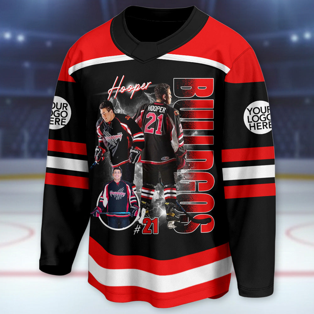Custom Photo Ice Hockey Player Ice Hockey Jersey, Personalized Team Name School Name Bootleg Jersey A2110 T24