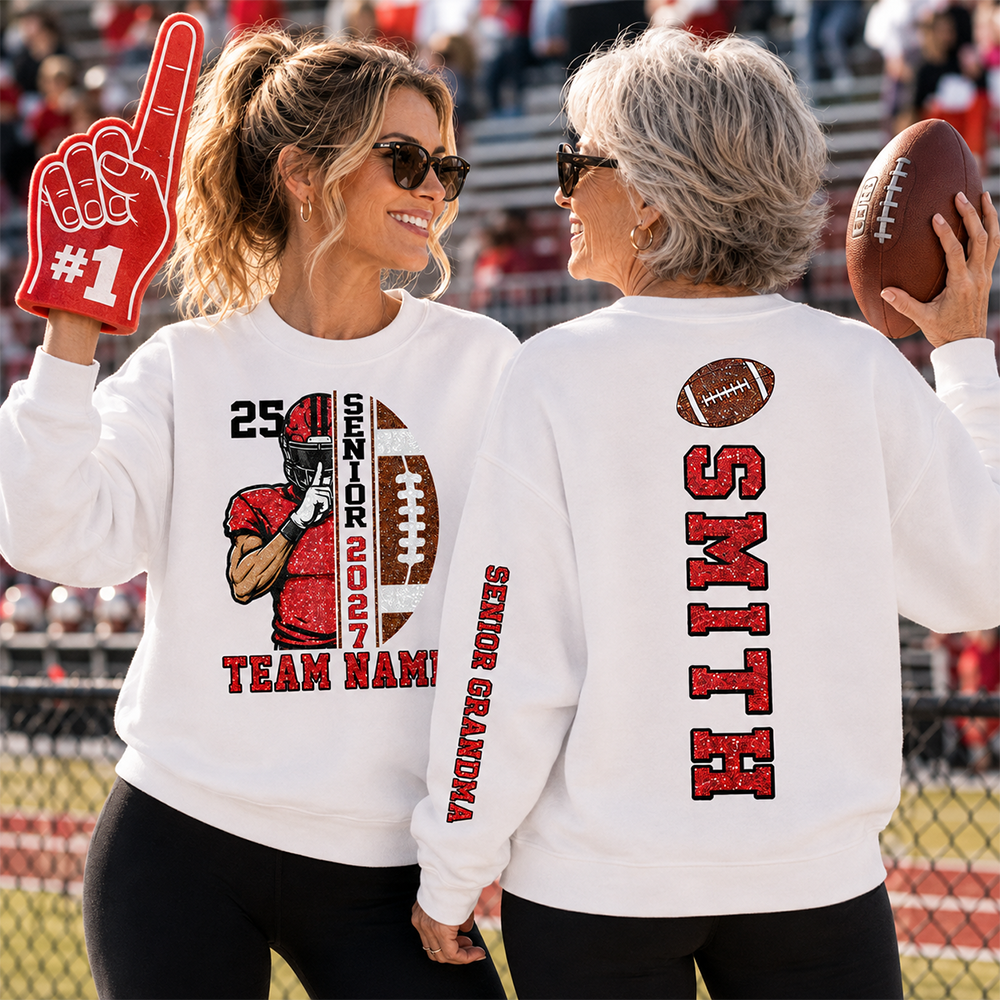 Proud Senior Football Mom - Personalized Shirt For Football Player Family NA04 Hv01