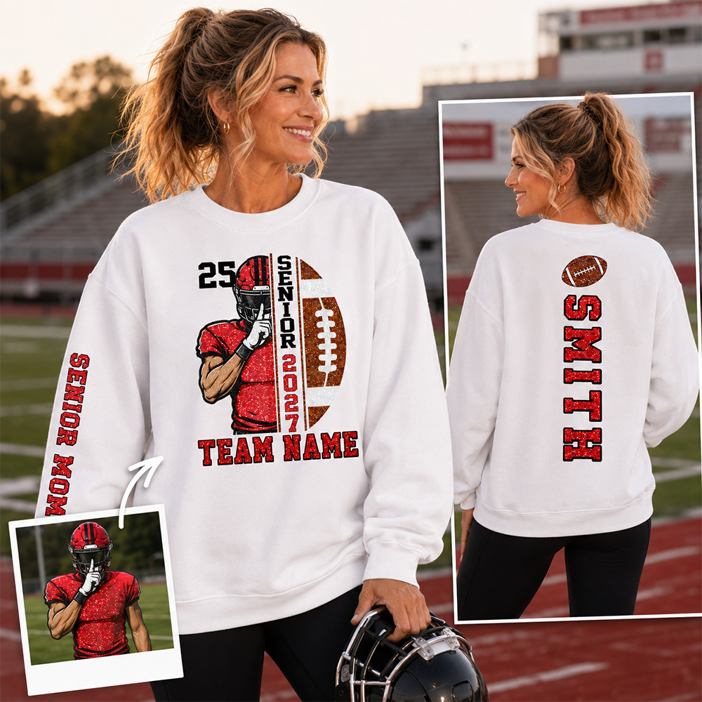 Proud Senior Football Mom - Personalized Shirt For Football Player Family NA04 Hv01