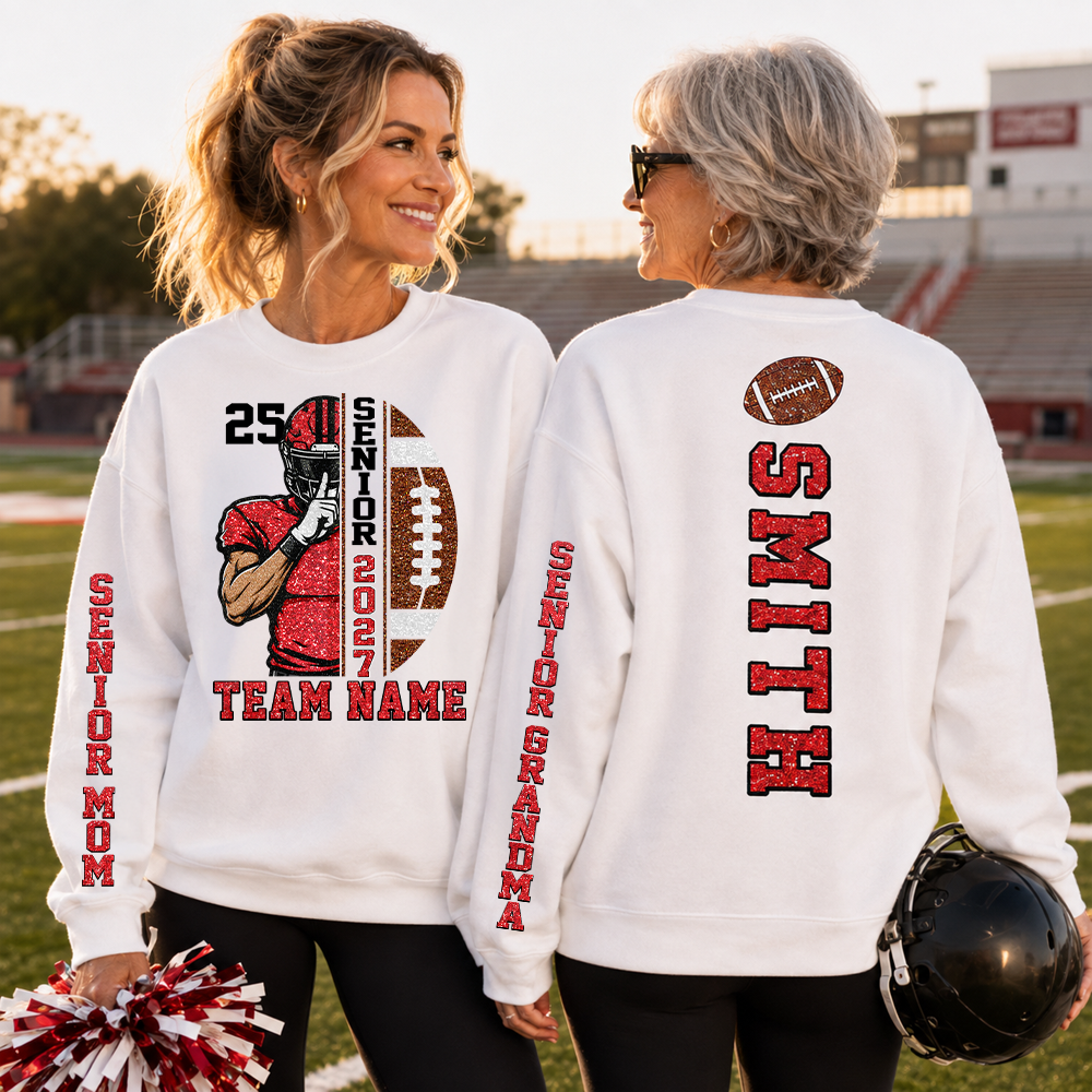 Proud Senior Football Mom - Personalized Shirt For Football Player Family NA04 Hv01
