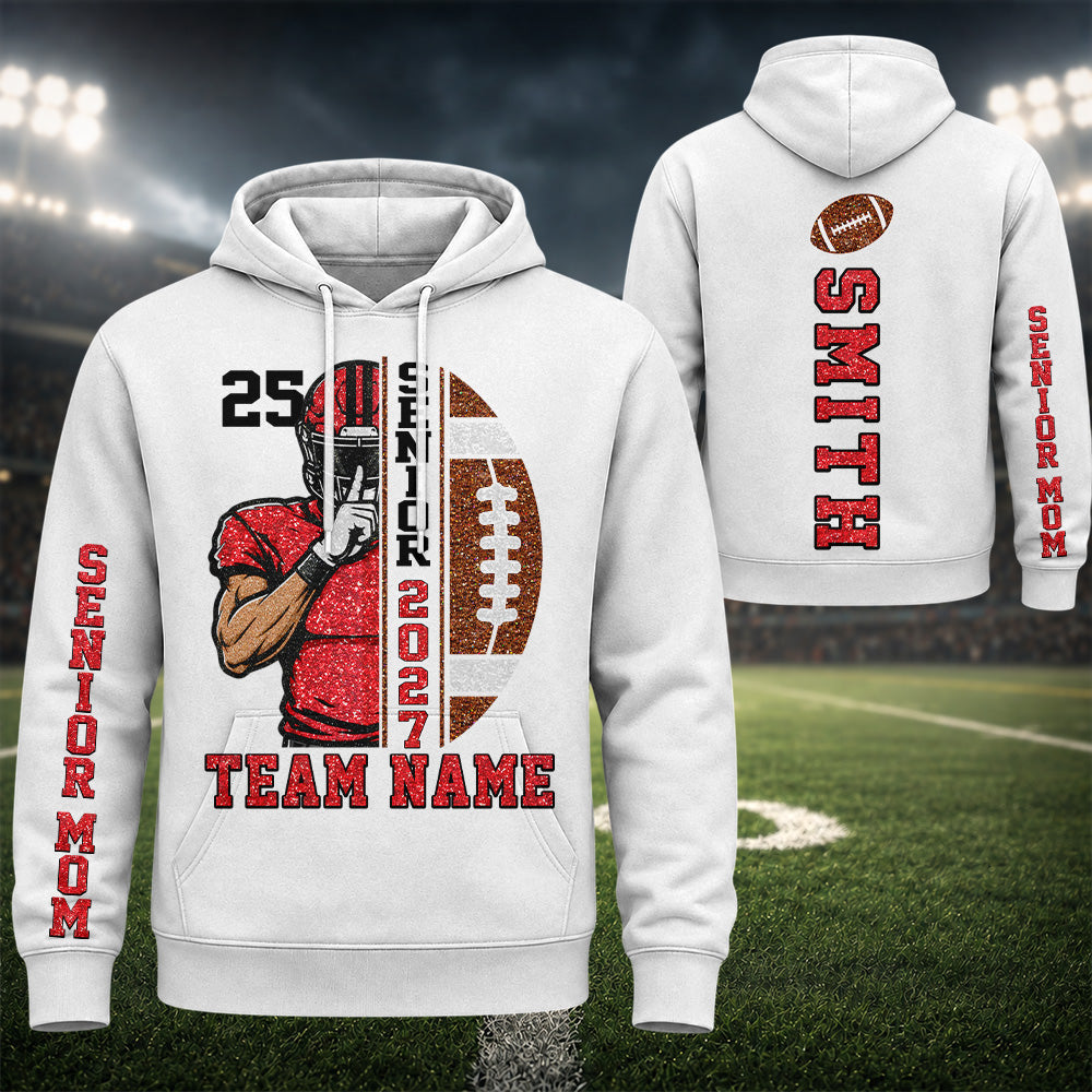 Proud Senior Football Mom - Personalized Shirt For Football Player Family NA04 Hv01