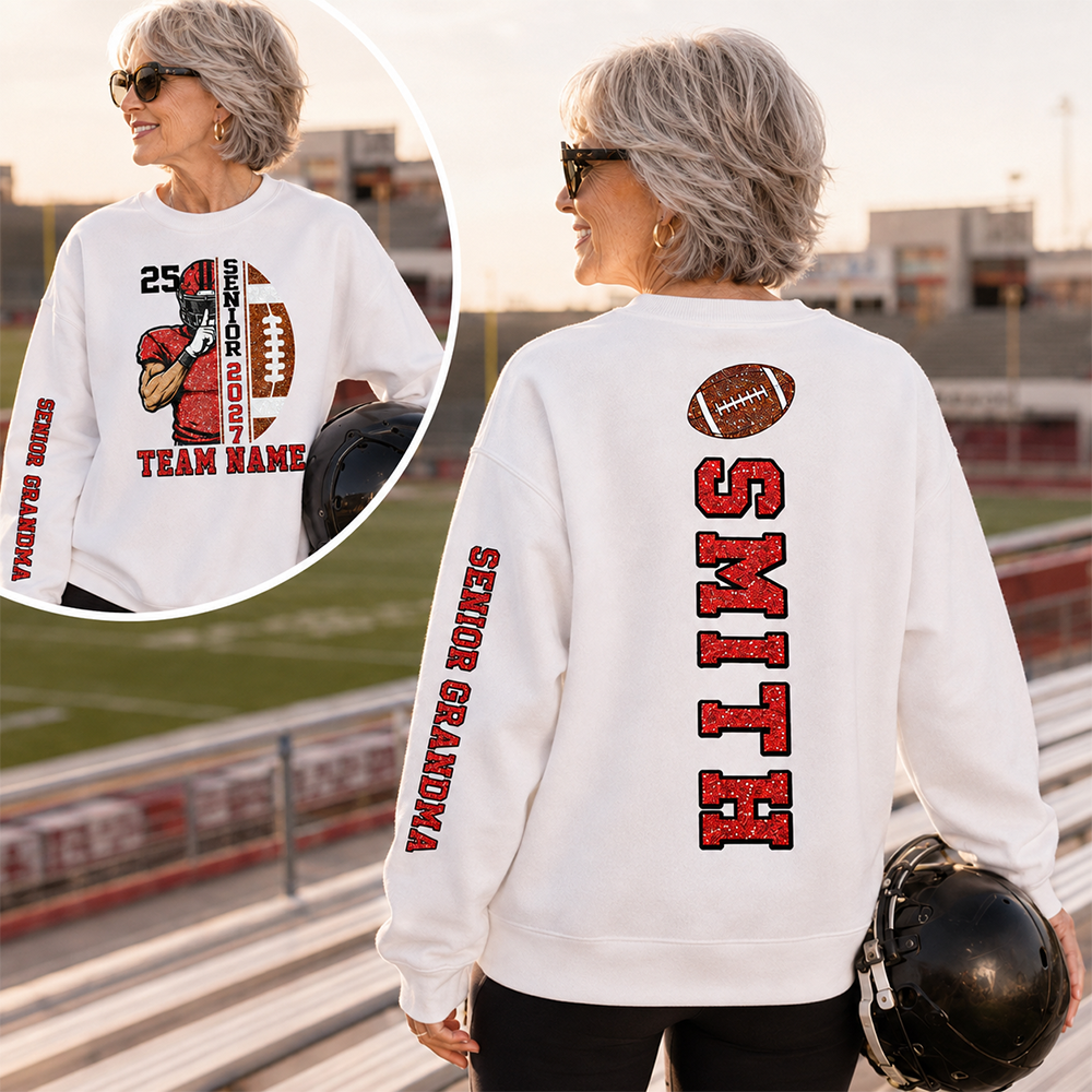 Proud Senior Football Mom - Personalized Shirt For Football Player Family NA04 Hv01