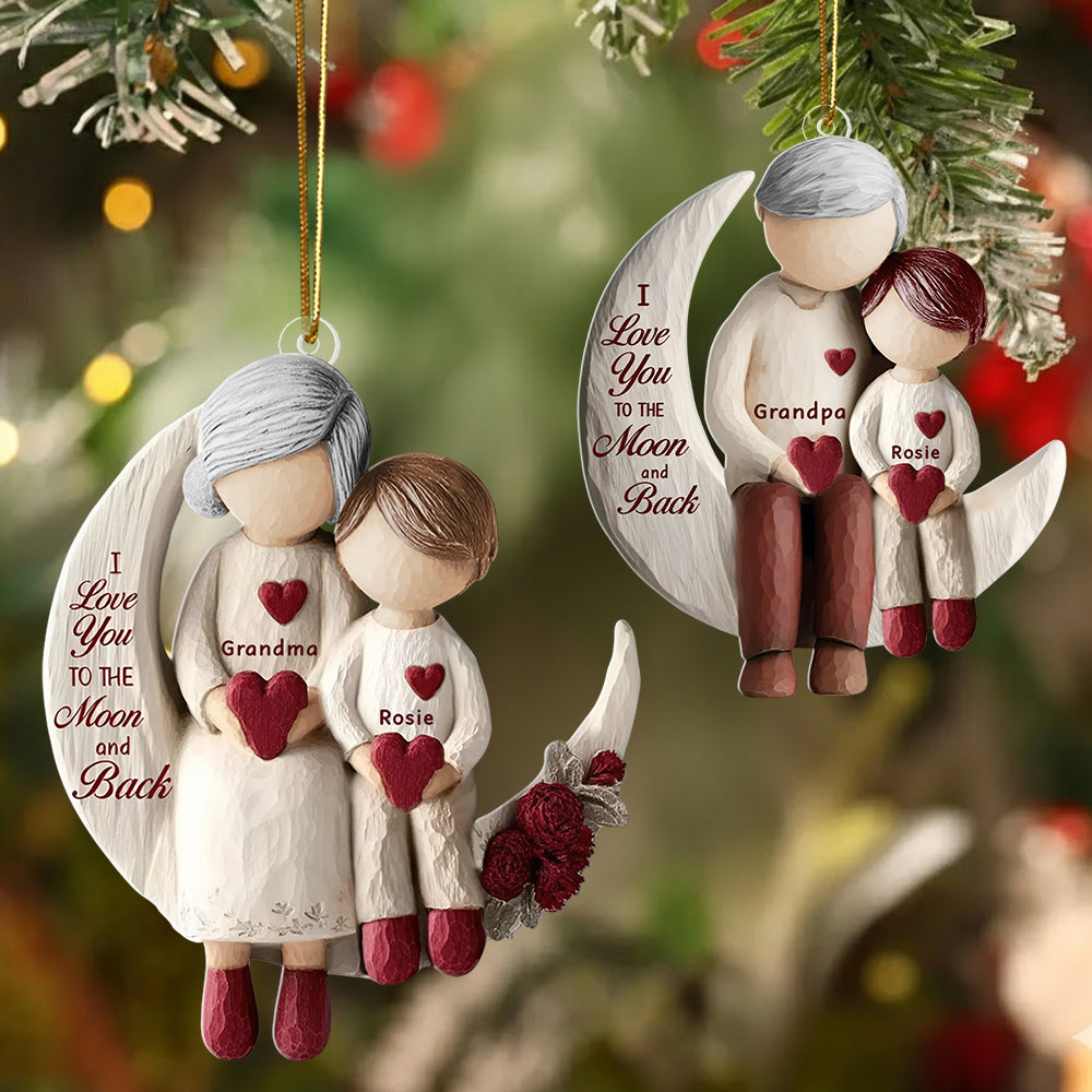 Grandma And Grandchild Moon Love - Personalized Christmas Acrylic Ornament Hv01