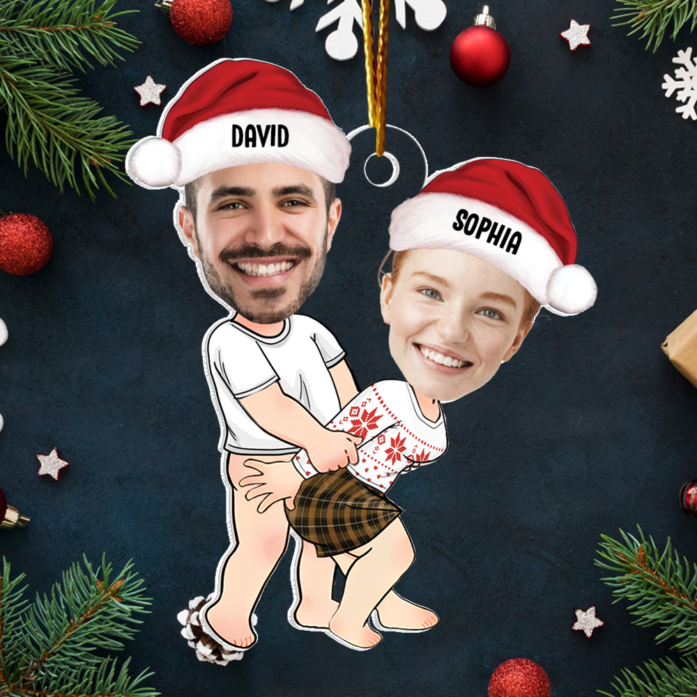 Custom Face Photo Personalized Acrylic Ornament For Couple