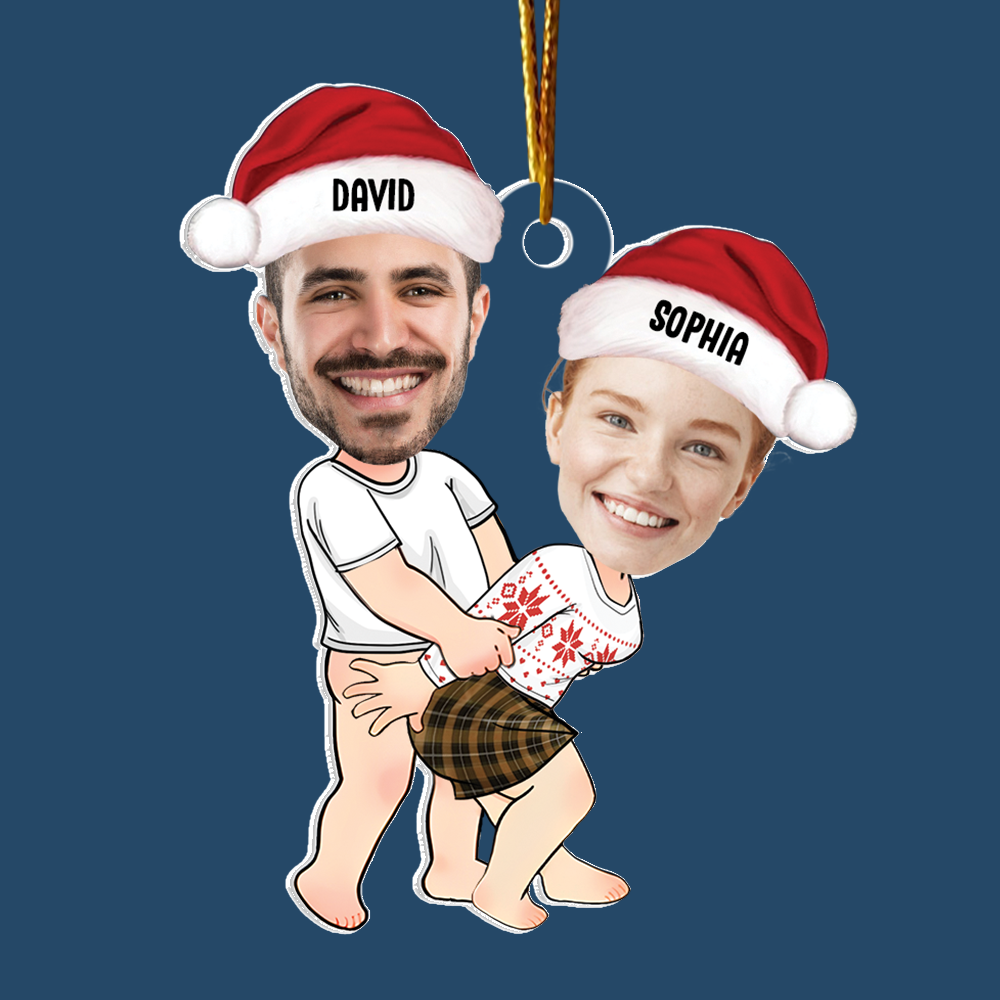 Custom Face Photo Personalized Acrylic Ornament For Couple